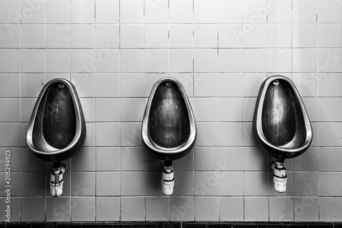 3 Stainless Steel Urinals in the Gents Toilet
