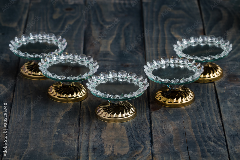 Turkish Delight and Candy Serving Plates with Mirror and Crystals