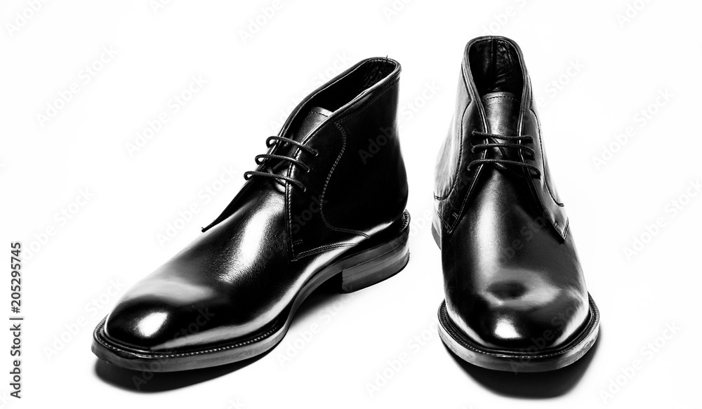 Men's Classic Black Leather Shoes Isolated on White Background Men's Classic Black Leather Shoes Isolated on White Background