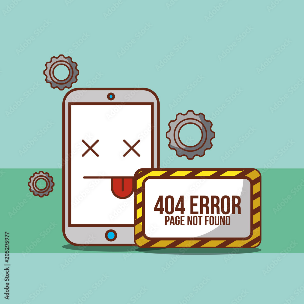 smartphone and board sign 404 error page not found vector illustration smartphone and board sign 404 error page not found vector illustration