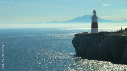 Sparkling Ocean at Foot of Gibraltar Lighthouse