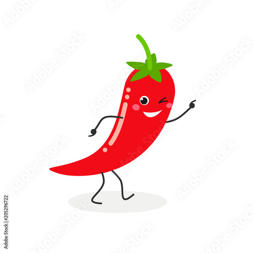 Vector illustration of cheerful cartoon chili isolated on white