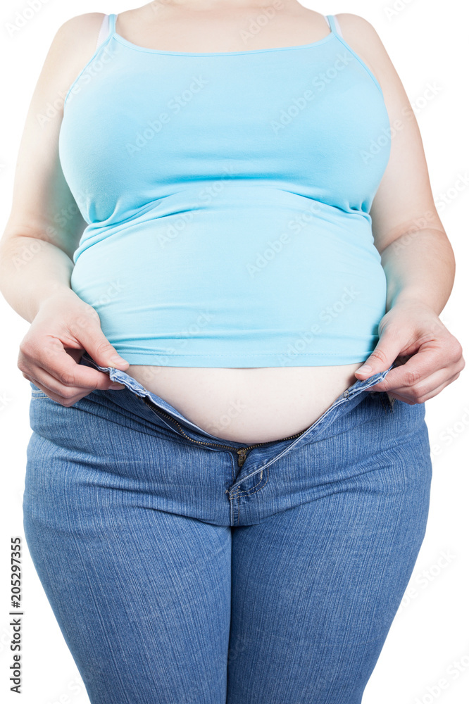 Fat and woman and jeans and obese hi-res stock photography and