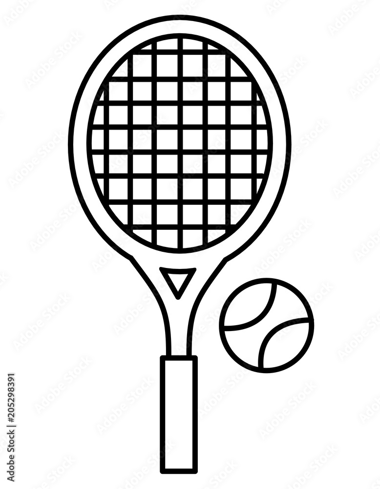 テニスラケット ボール 線画 Stock イラスト Adobe Stock