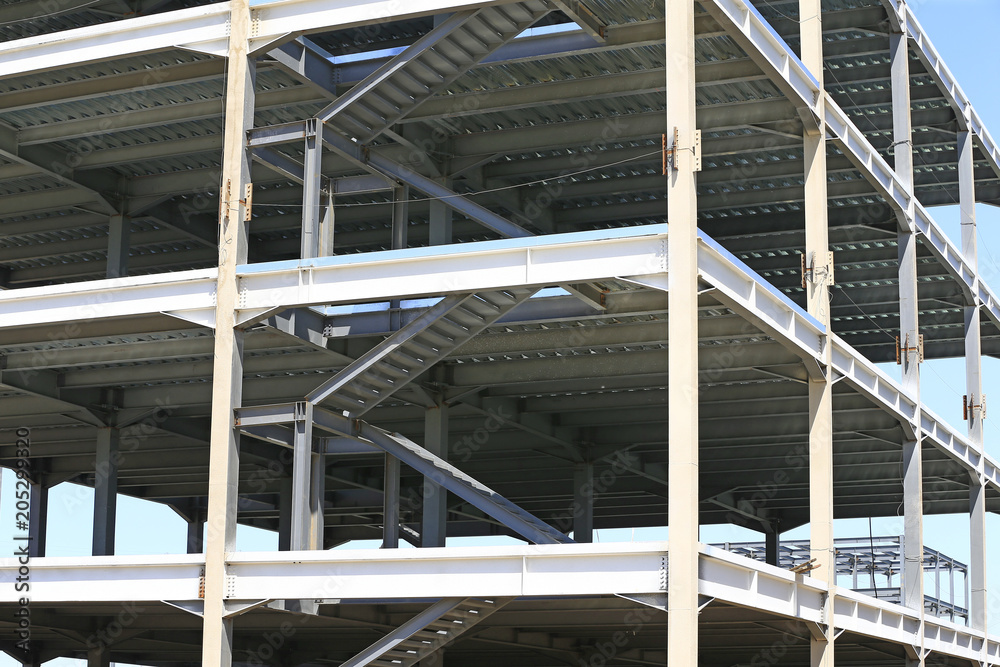Naklejka premium The steel frame structure under construction