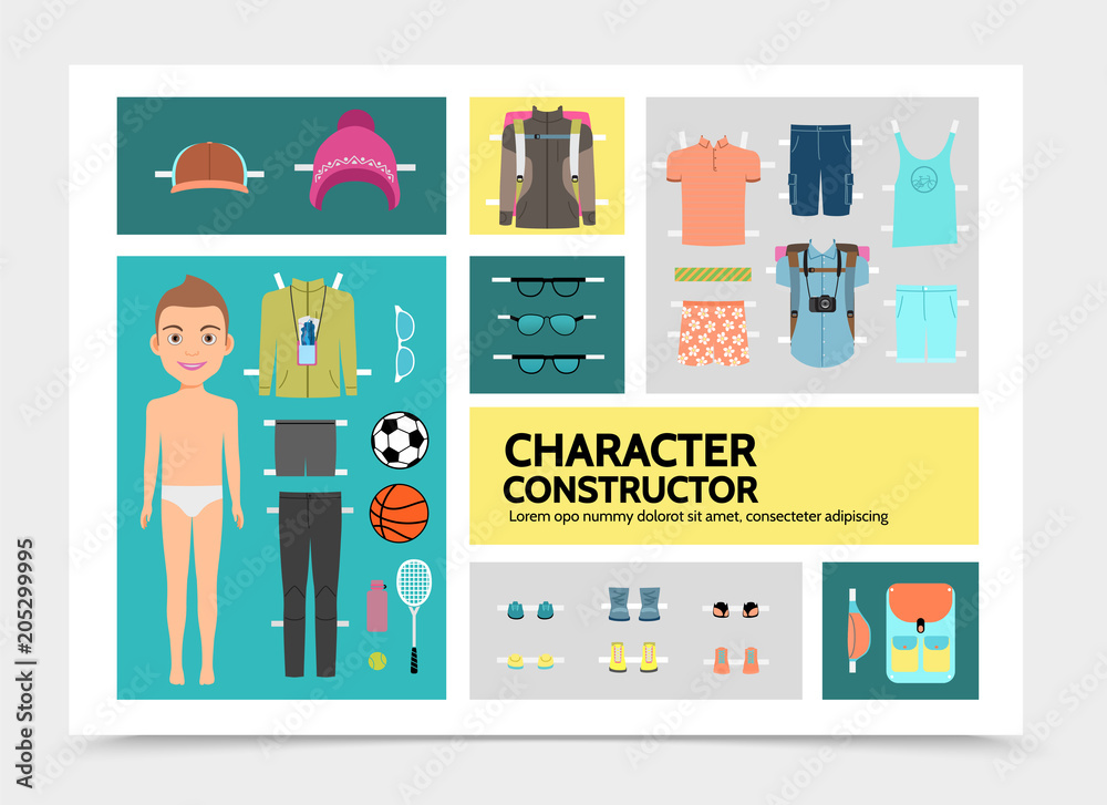 Fototapeta premium Flat Sport Man Character Infographics