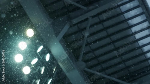 Stadium lights in snow