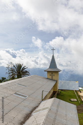 Catholic church in the Pemo Village on the slopes of Mount Kelimutu in Flores, Indonesia. photo