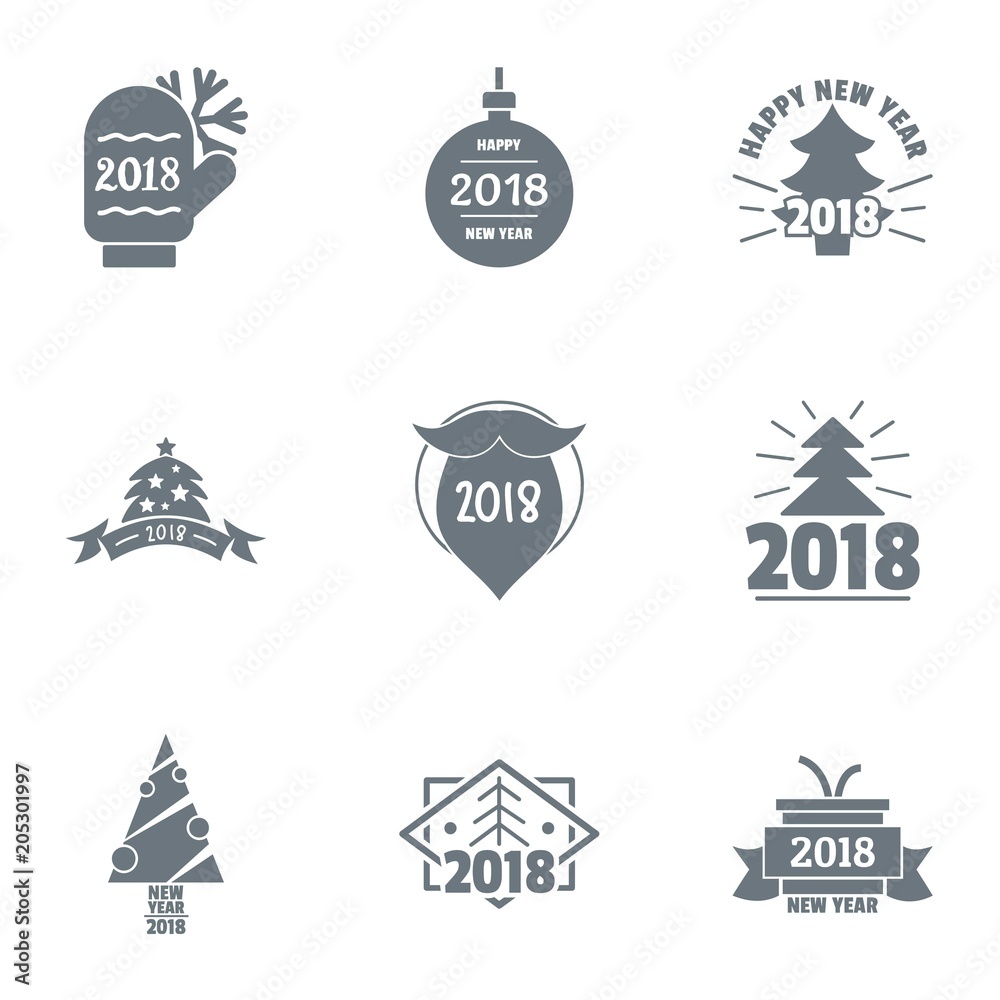 2018 Christmas logo set. Simple set of 9 2018 christmas vector logo for web isolated on white background