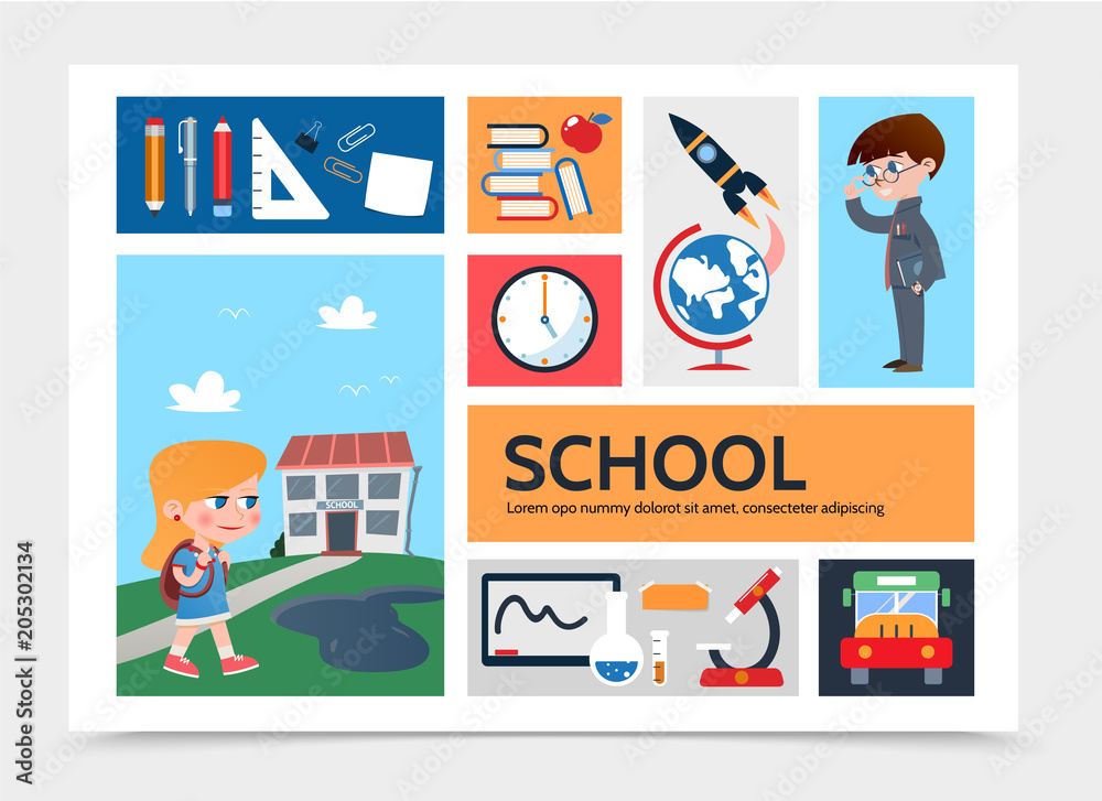 Fototapeta premium Flat Education Infographic Template