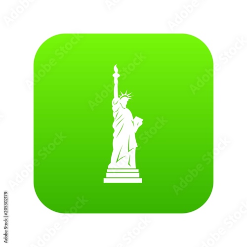 Statue of liberty icon digital green for any design isolated on white vector illustration