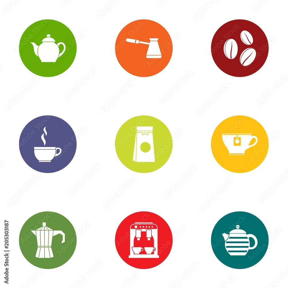 Tea pleasure icons set. Flat set of 9 tea pleasure vector icons for web isolated on white background