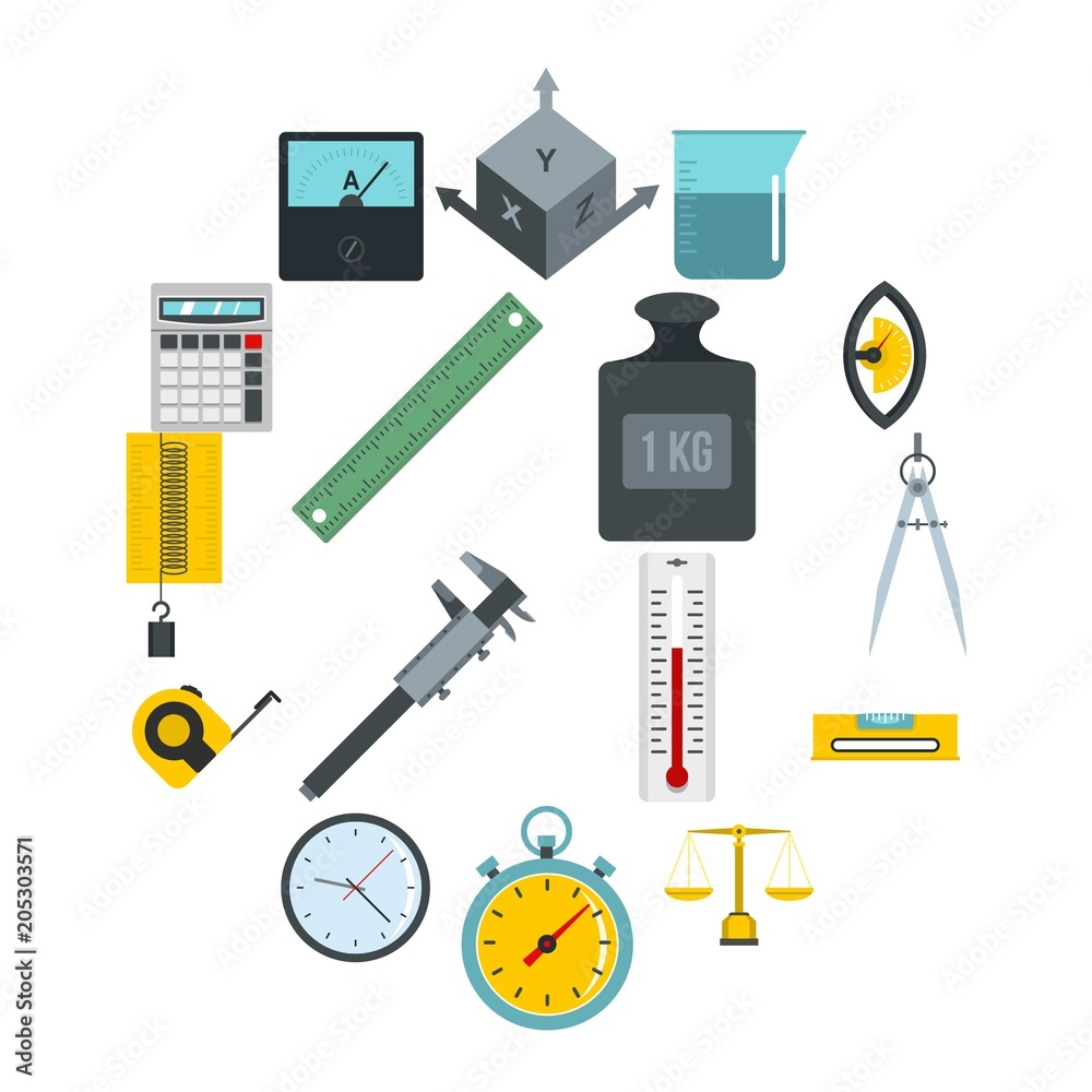 Measure precision icons set in flat style isolated vector illustration Measure precision icons set in flat style isolated vector illustration