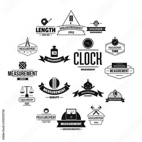 Measure precision logo icons set. Simple illustration of 16 measure precision logo vector icons for web