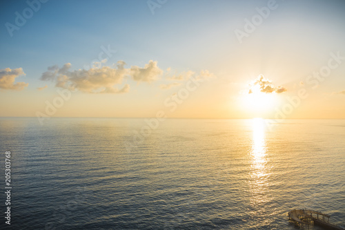 Background colorful sky concept  Dramatic sunset with clouds  overlooking the city. Alanya  Turkey  the Mediterranean Sea. Panoramic.