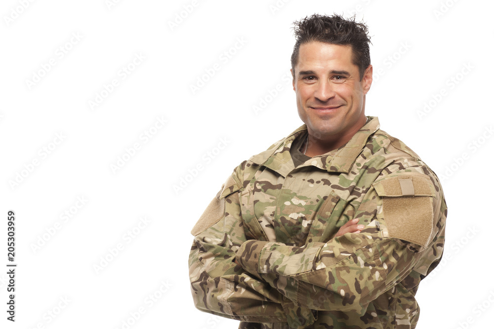 Army soldier with arms crossed