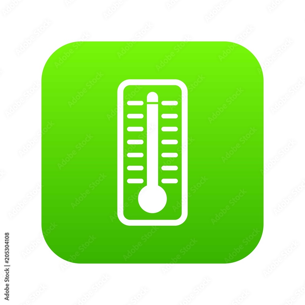Thermometer indicates extremely high temperature icon digital green for any design isolated on white vector illustration Thermometer indicates extremely high temperature icon digital green for any design isolated on white vector illustration
