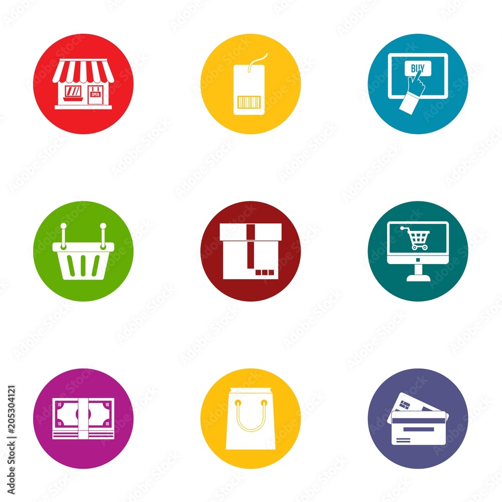 Private shop icons set. Flat set of 9 private shop vector icons for web isolated on white background Private shop icons set. Flat set of 9 private shop vector icons for web isolated on white background