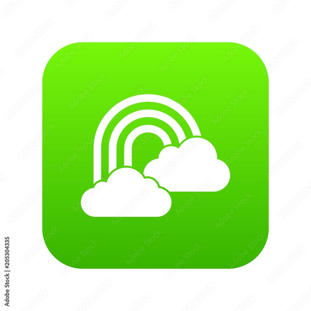 Rainbow and clouds icon digital green for any design isolated on white vector illustration Rainbow and clouds icon digital green for any design isolated on white vector illustration
