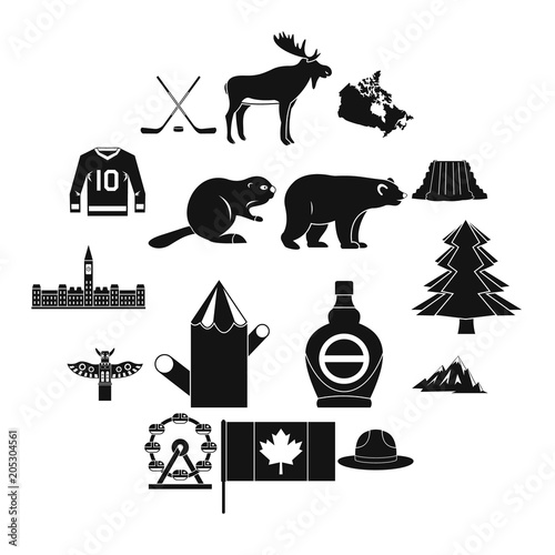 Canada travel icons set. Simple illustration of 16 Canada travel vector icons for web
