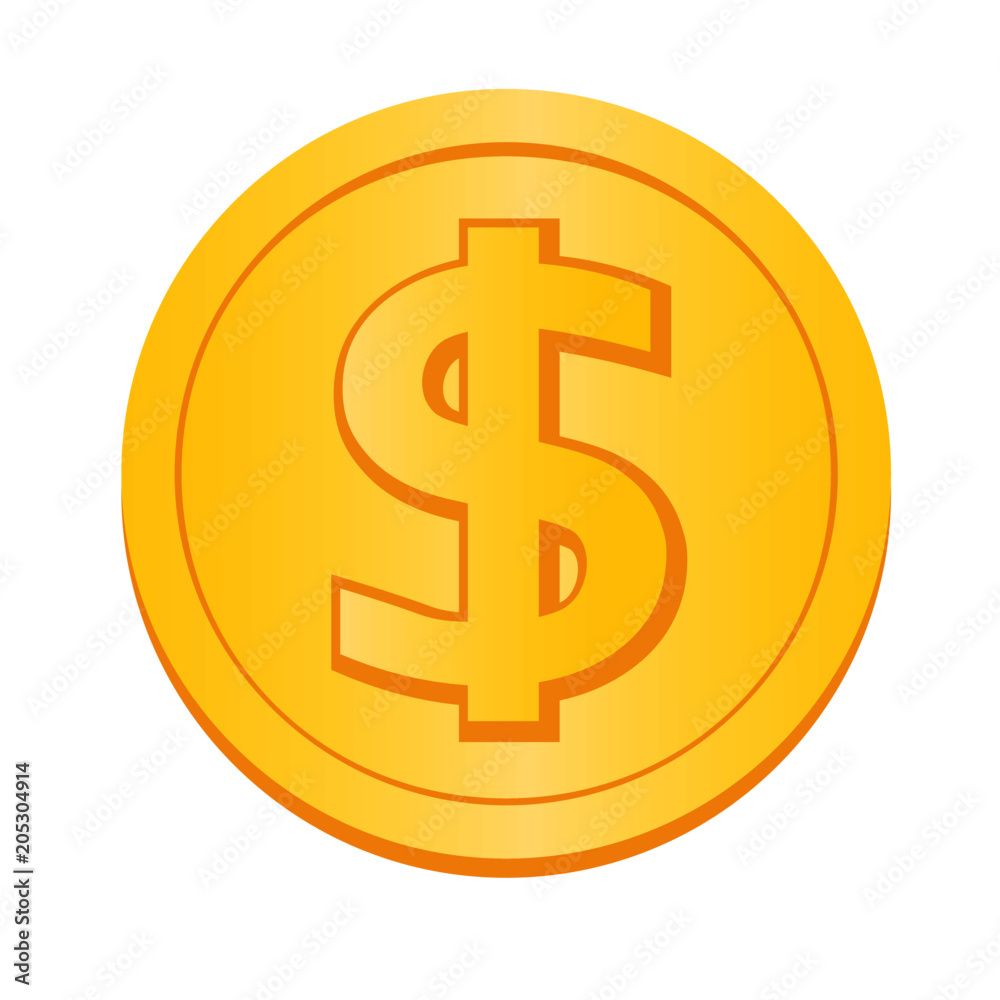 ドル通貨記号のコインのイラスト ドル通貨記号のコインのイラスト