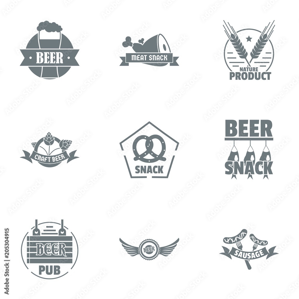 Make beer logo set. Simple set of 9 make beer vector logo for web isolated on white background