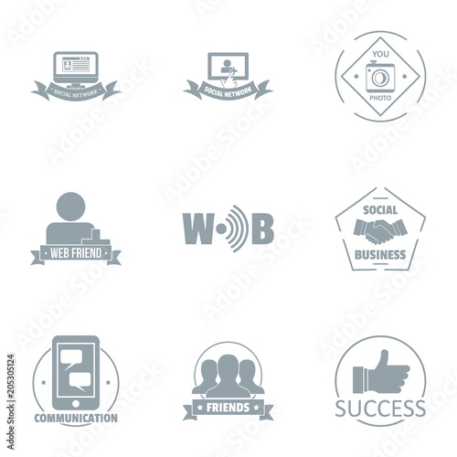 Friend social logo set. Simple set of 9 friend social vector logo for web isolated on white background