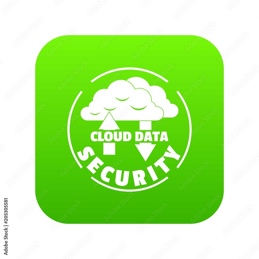 Cloud data security icon green vector isolated on white background Cloud data security icon green vector isolated on white background
