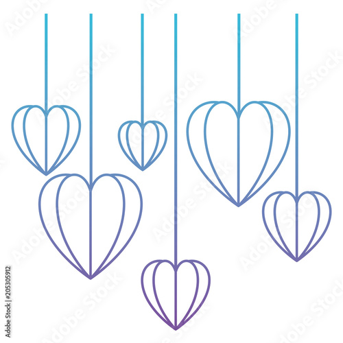 hearts love hanging decorative icon vector illustration design