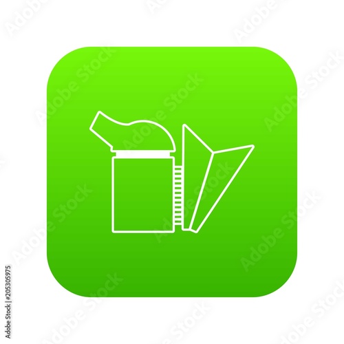 Beehive smoker icon green vector isolated on white background