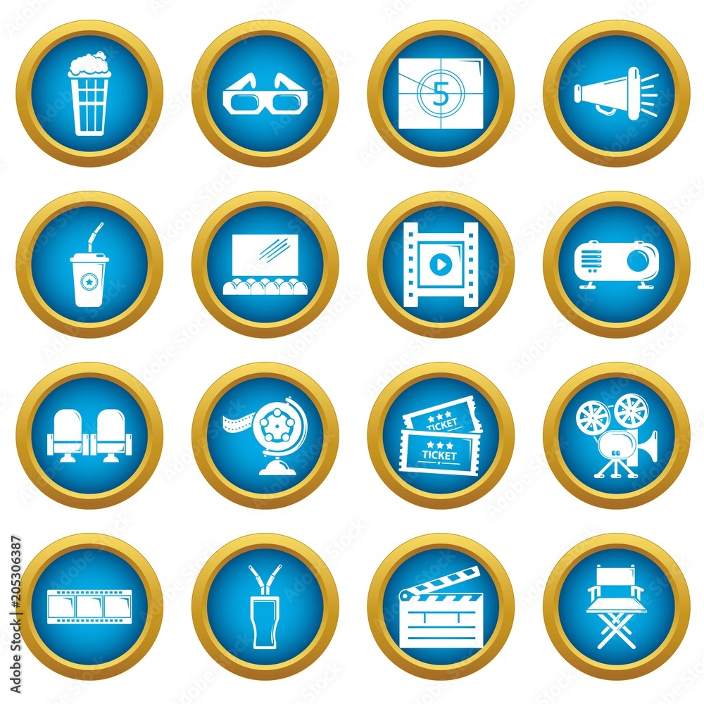 Cinema icons set symbols. Simple illustration of 16 cinema symbols vector icons for web Cinema icons set symbols. Simple illustration of 16 cinema symbols vector icons for web