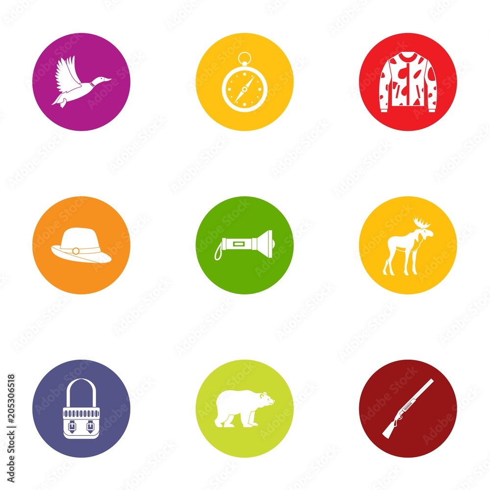 Chase icons set. Flat set of 9 chase vector icons for web isolated on white background