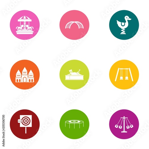 Kid playground icons set. Flat set of 9 kid playground vector icons for web isolated on white background