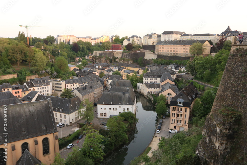 Beautiful vintage valley town in Luxembourg city, Europe