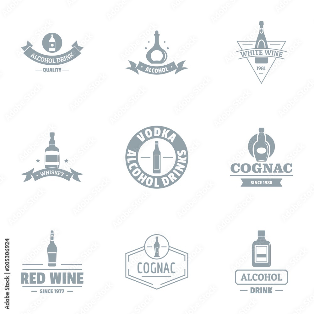 Obraz premium Vino logo set. Simple set of 9 vino vector logo for web isolated on white background