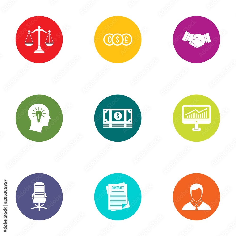 Smart businessman icons set. Flat set of 9 smart businessman vector icons for web isolated on white background