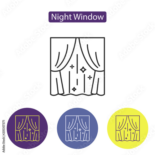 Night window line icon