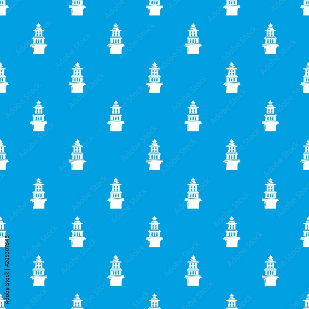 Naklejka premium Marine lighthouse pattern vector seamless blue repeat for any use