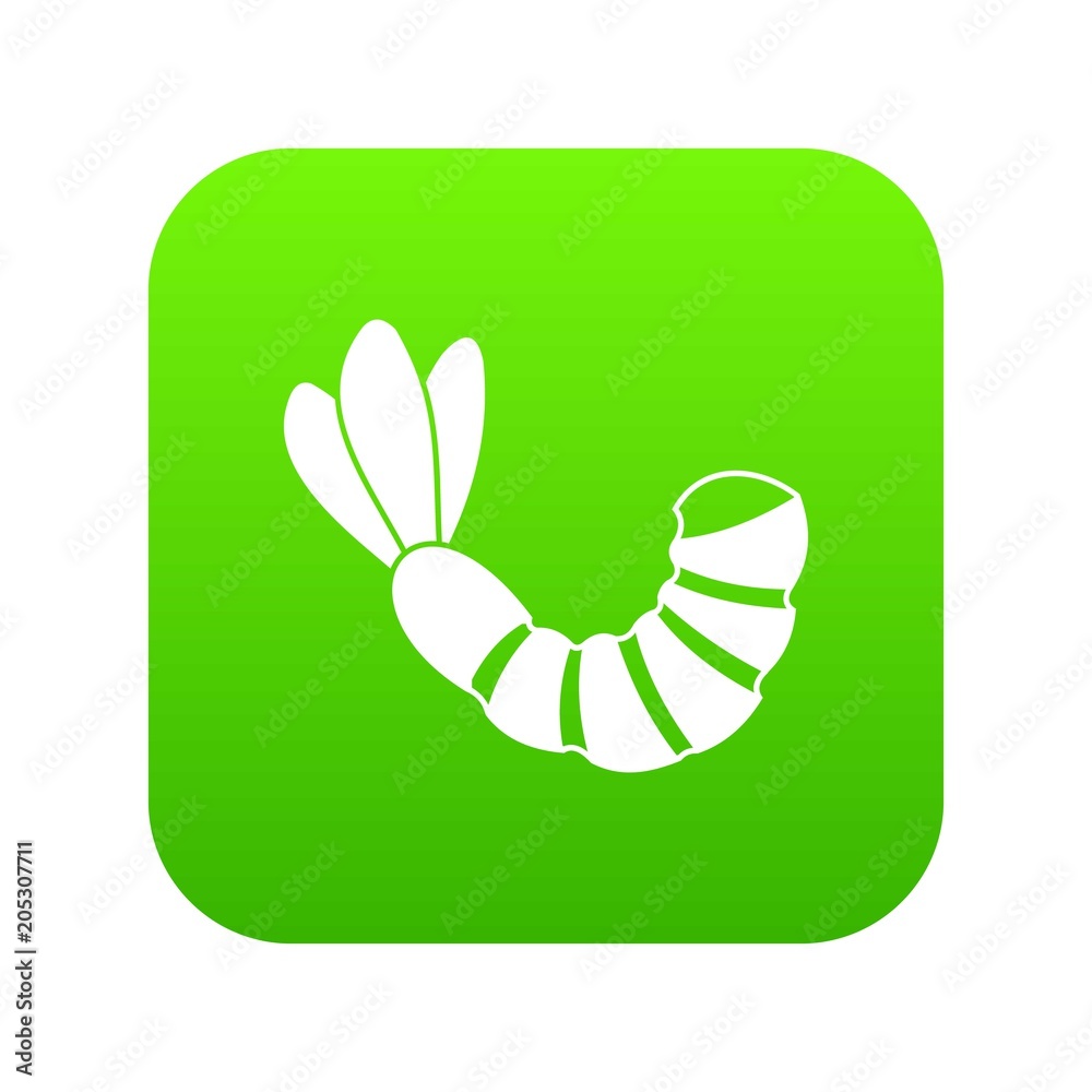Shrimp icon digital green for any design isolated on white vector illustration