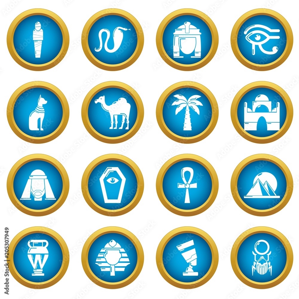 Egypt travel icons set. Simple illustration of 16 Egypt travel vector icons for web Egypt travel icons set. Simple illustration of 16 Egypt travel vector icons for web