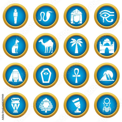 Egypt travel icons set. Simple illustration of 16 Egypt travel vector icons for web