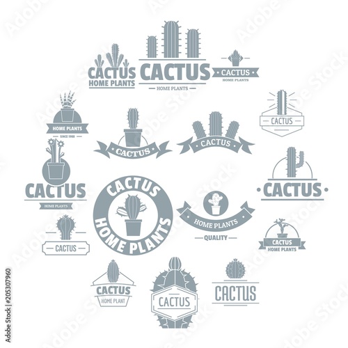 Cactus logo icons set. Simple illustration of 16 cactus logo vector icons for web