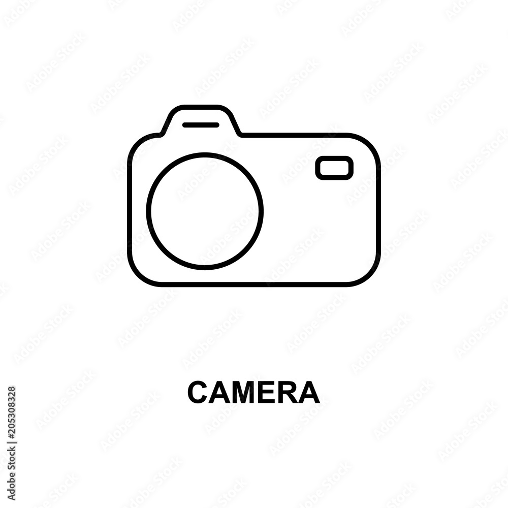photo camera icon. Element of simple web icon with name for mobile concept and web apps. Thin line photo camera icon can be used for web and mobile