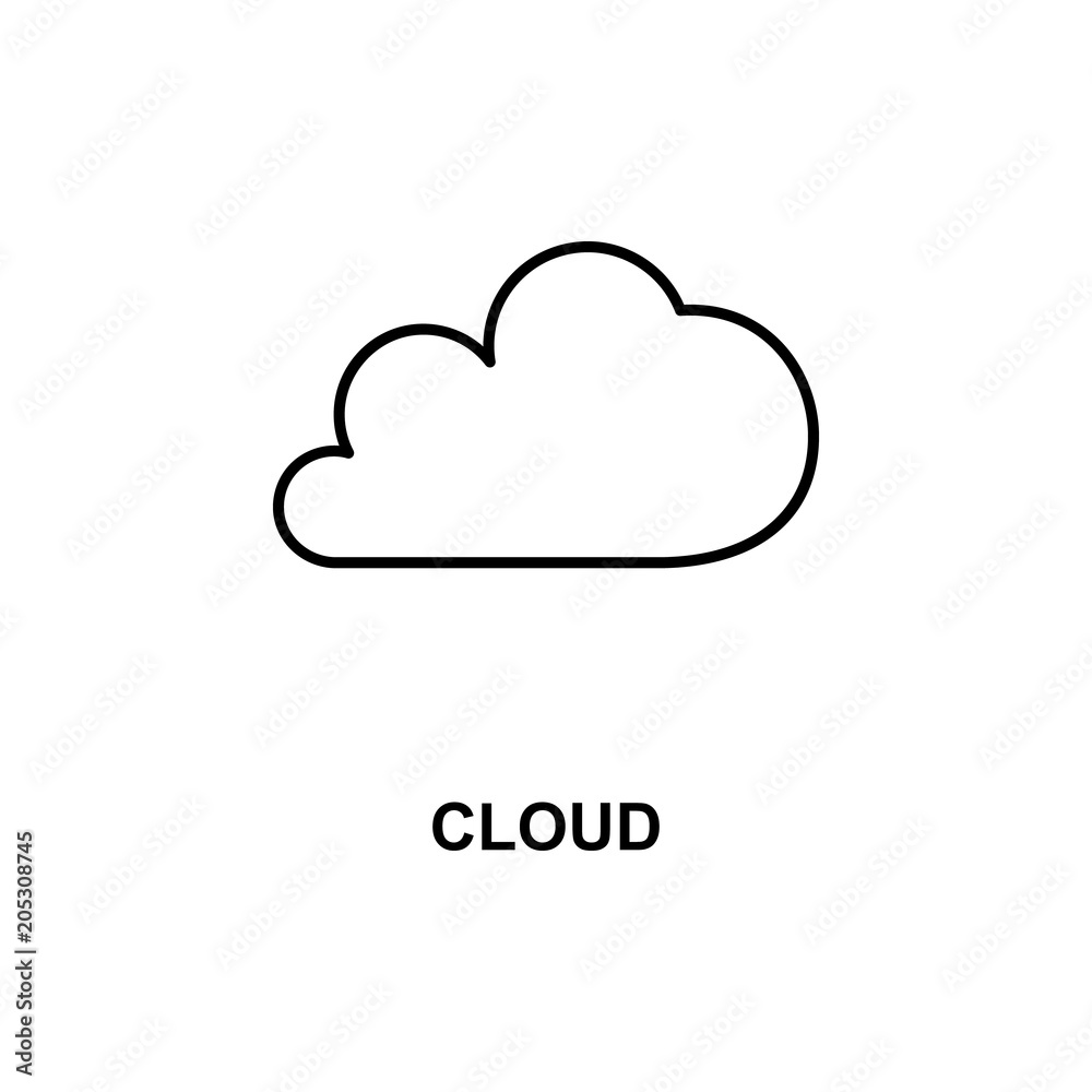 cloud icon. Element of simple web icon with name for mobile concept and web apps. Thin line cloud icon can be used for web and mobile cloud icon. Element of simple web icon with name for mobile concept and web apps. Thin line cloud icon can be used for web and mobile