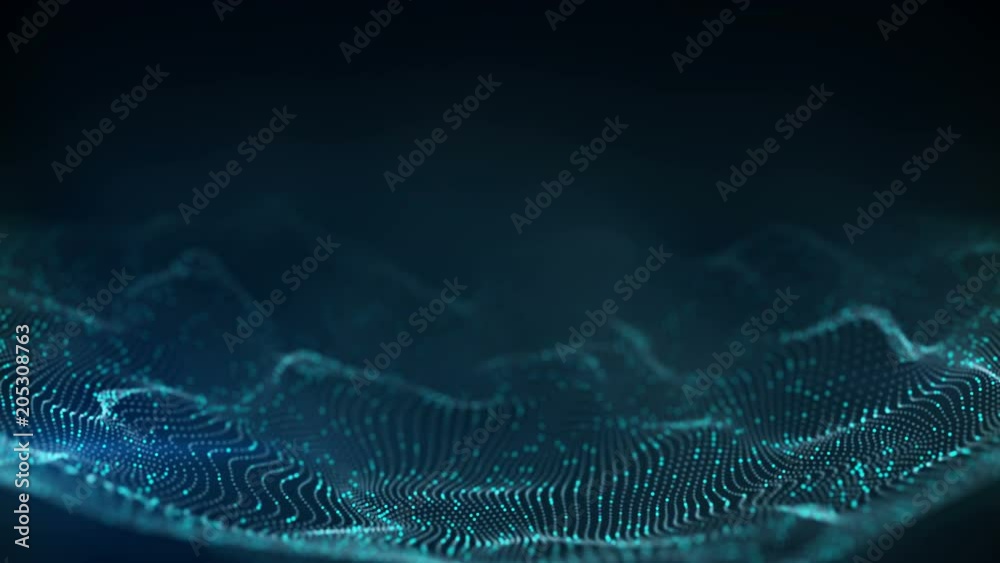 Neural network of glowing dots. Seamless loop animation 3D render with DOF 4k 4096x2304
