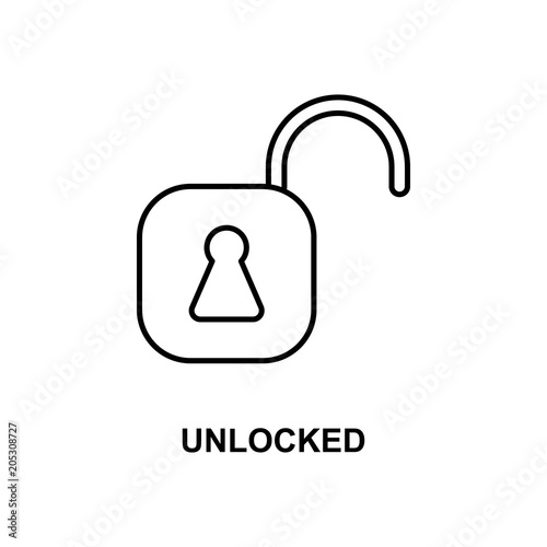 unlocked sign icon. Element of simple web icon with name for mobile concept and web apps. Thin line unlocked sign icon can be used for web and mobile