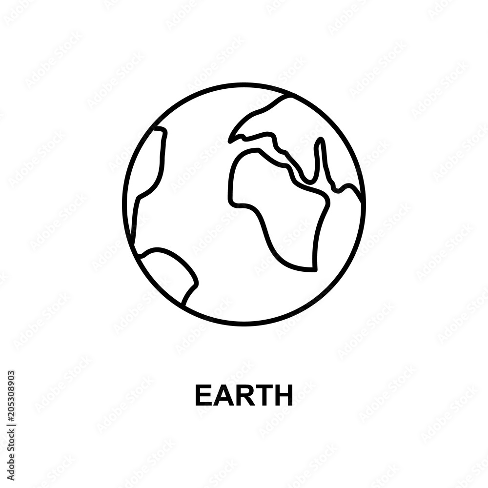 earth icon. Element of simple web icon with name for mobile concept and web apps. Thin line earth icon can be used for web and mobile