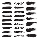 Set of brushes. Collection of black icons. Texture and background.