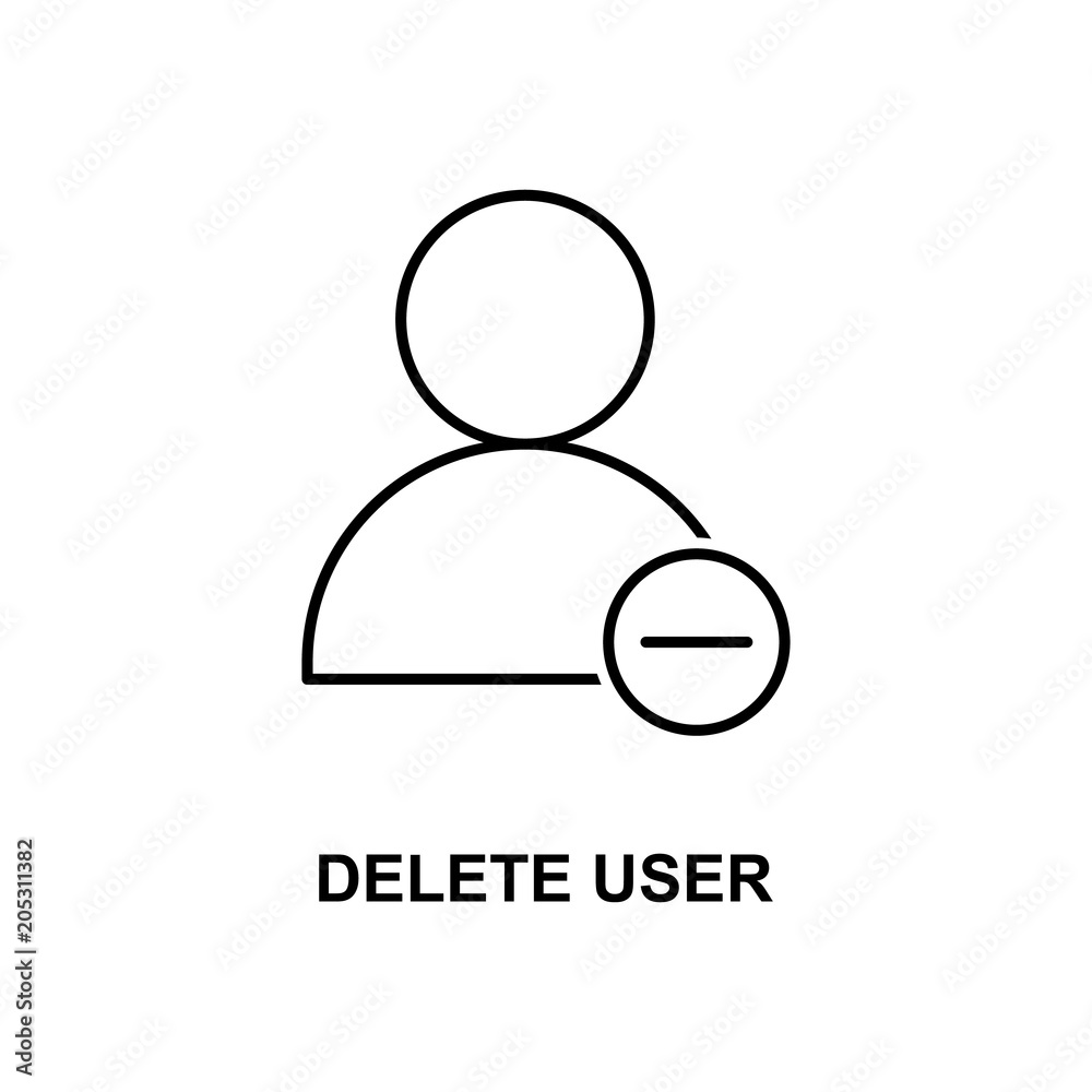 delete user sign icon. Element of simple web icon with name for mobile concept and web apps. Thin line delete user sign icon can be used for web and mobile delete user sign icon. Element of simple web icon with name for mobile concept and web apps. Thin line delete user sign icon can be used for web and mobile