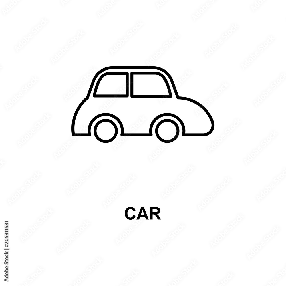 car icon. Element of simple web icon with name for mobile concept and web apps. Thin line car icon can be used for web and mobile